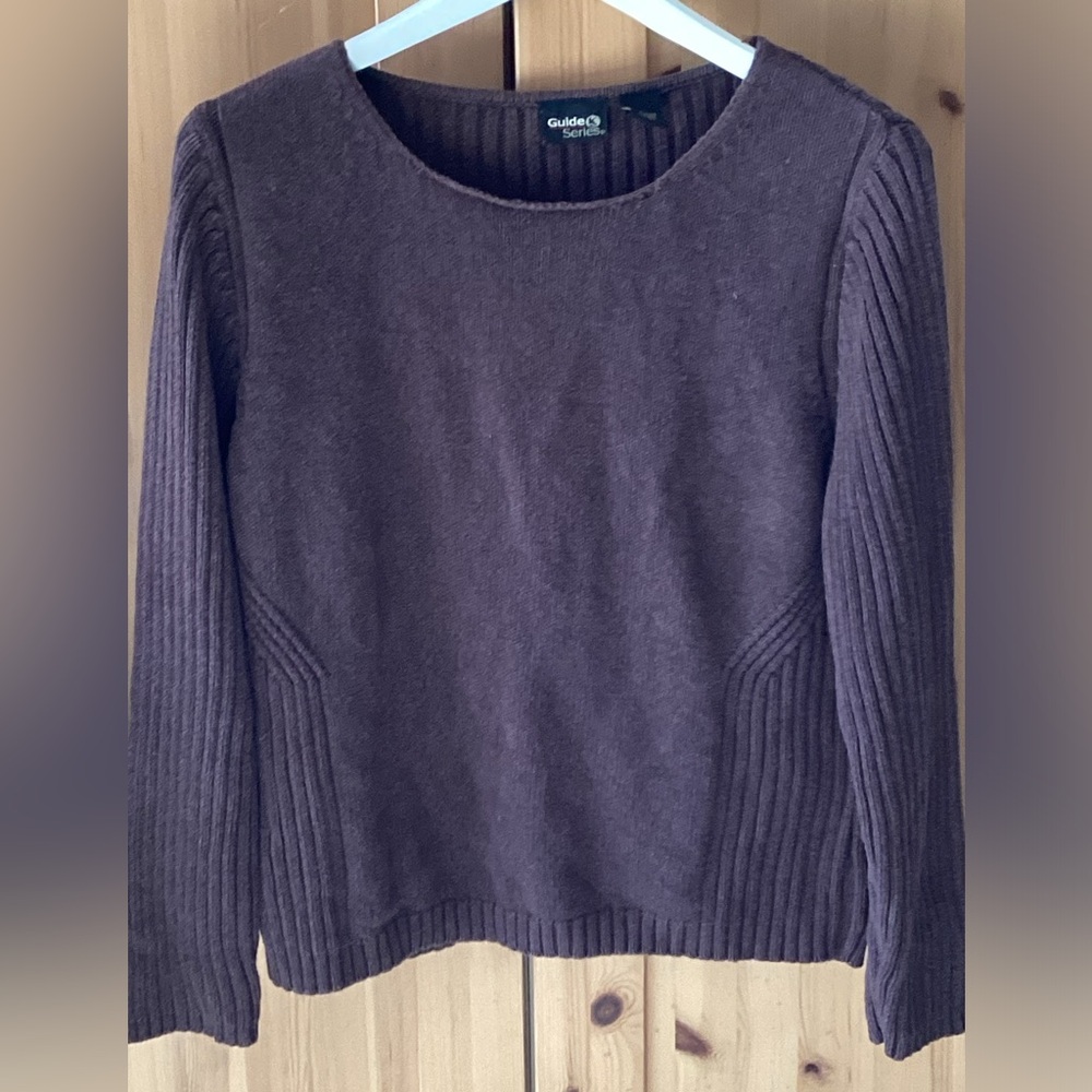 🫎 Brown CREWNECK Medium Weight 💯% Cotton Sweater Sz LG EUC